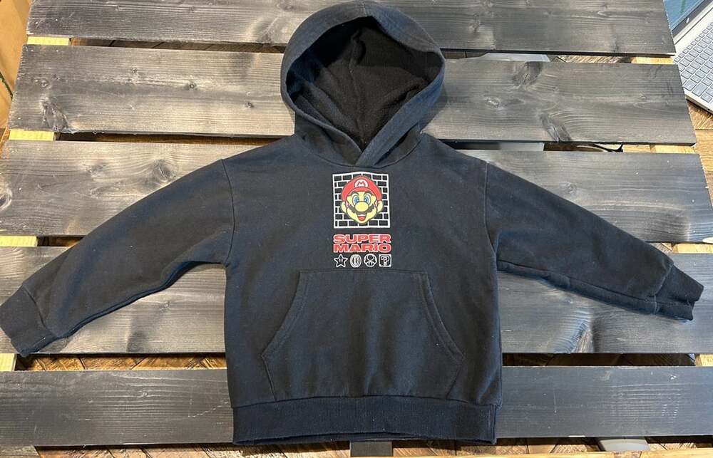 Super Mario Boys Black Fleece Pullover Graphic Hoodie